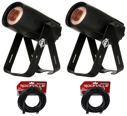 (2) American DJ SABER SPOT DTW Compact 15 Watt WW LED DMX Spotlights + Cables