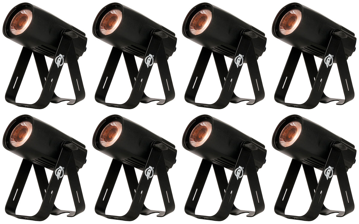 (8) Saber Spot DTW Compact 15W Warm White LED DMX Spotlights