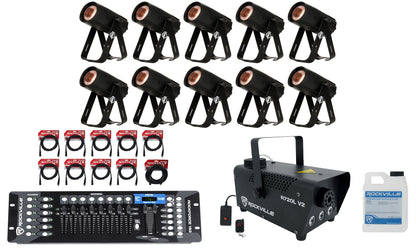 (10) SABER SPOT DTW + ROCKFORCE 192 + Fogger + Cables 10-Pack