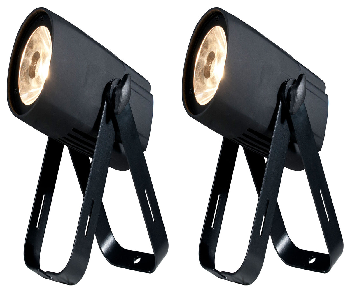 (2) SABER SPOT WW Compact 15 Watt Warm White LED DMX Pinspot Lights