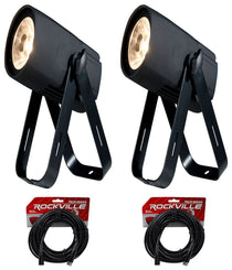 (2) SABER SPOT WW 15W Warm White DMX Pinspot Lights + (2) 50' DMX Cables