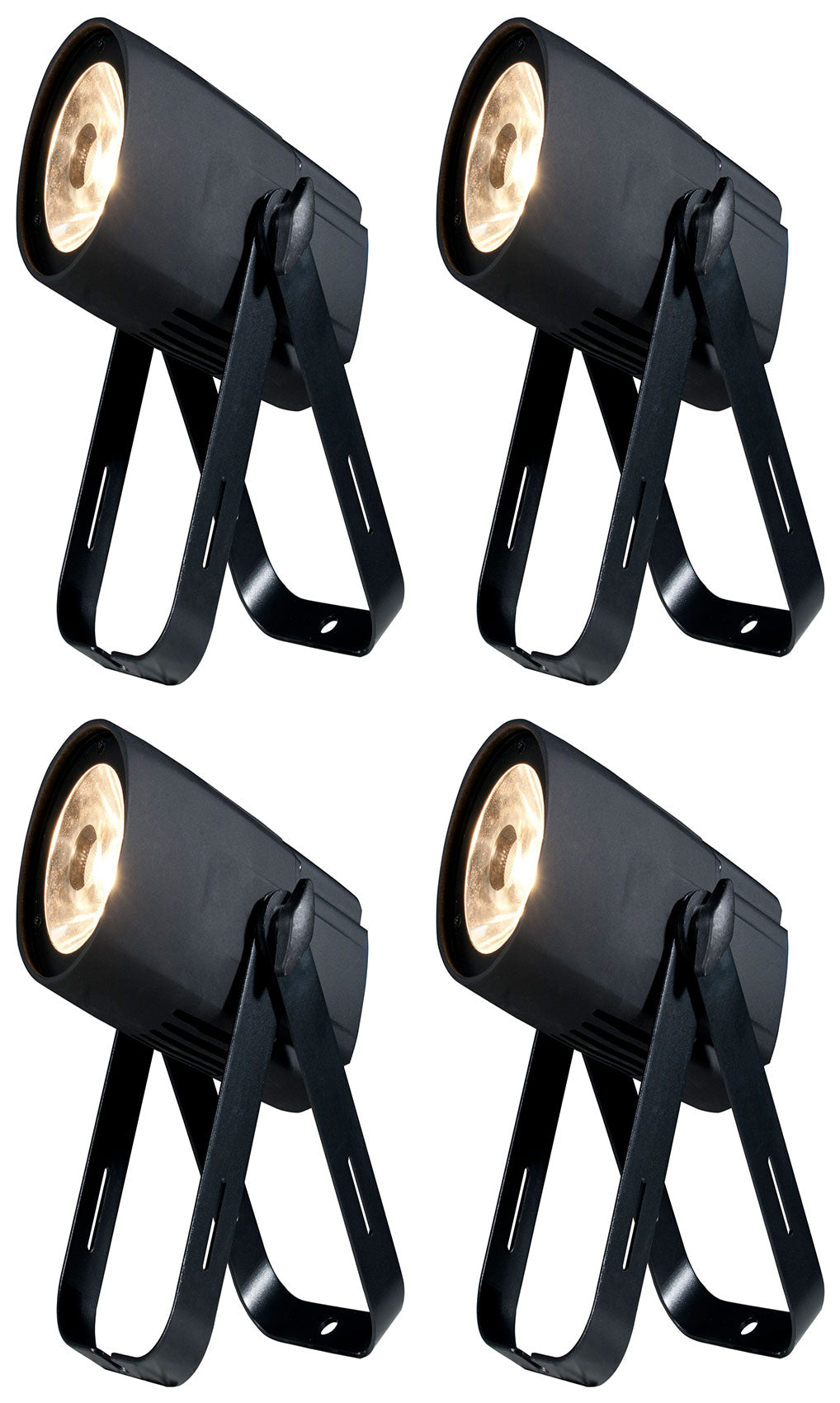 (4) SABER SPOT WW Compact 15W Warm White LED DMX Pinspot Lights