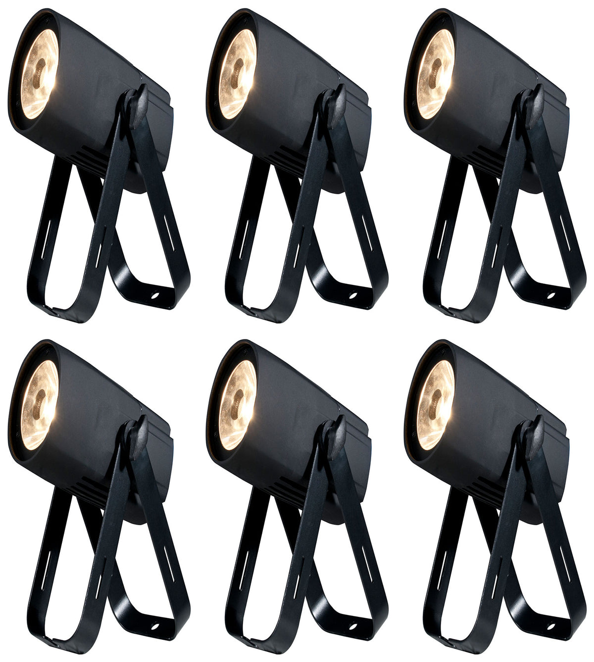 (6) SABER SPOT WW Compact 15W Warm White LED DMX Pinspot Lights
