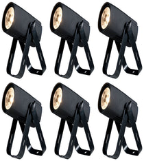 (6) SABER SPOT WW Compact 15W Warm White LED DMX Pinspot Lights