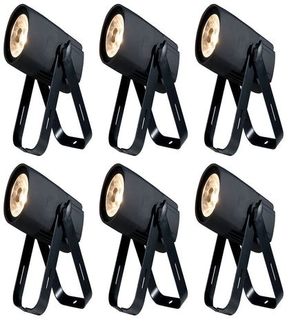 (6) SABER SPOT WW Compact 15W Warm White LED DMX Pinspot Lights