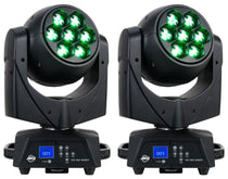 (2) VIZI HEX WASH 7 RGBWA+UV LED Wireless DMX Moving Head Lights