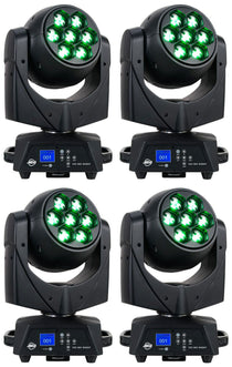 (4) VIZI HEX WASH 7 RGBWA+UV LED Wireless DMX Moving Head Lights