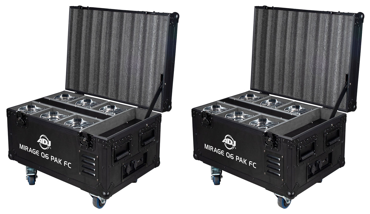 (2) Mirage Q6 Pak 6x IP65 Battery LED Par Wash Lights+Charge Case+Remote