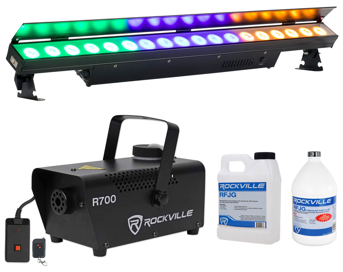 Ultra LB18 RGBAL LED DMX Wash Bar Light + Fog Machine + Fog Juice