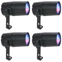 (4) PINSPOT LED QUAD DMX 8W RGBW Pinspot Lights with Remote