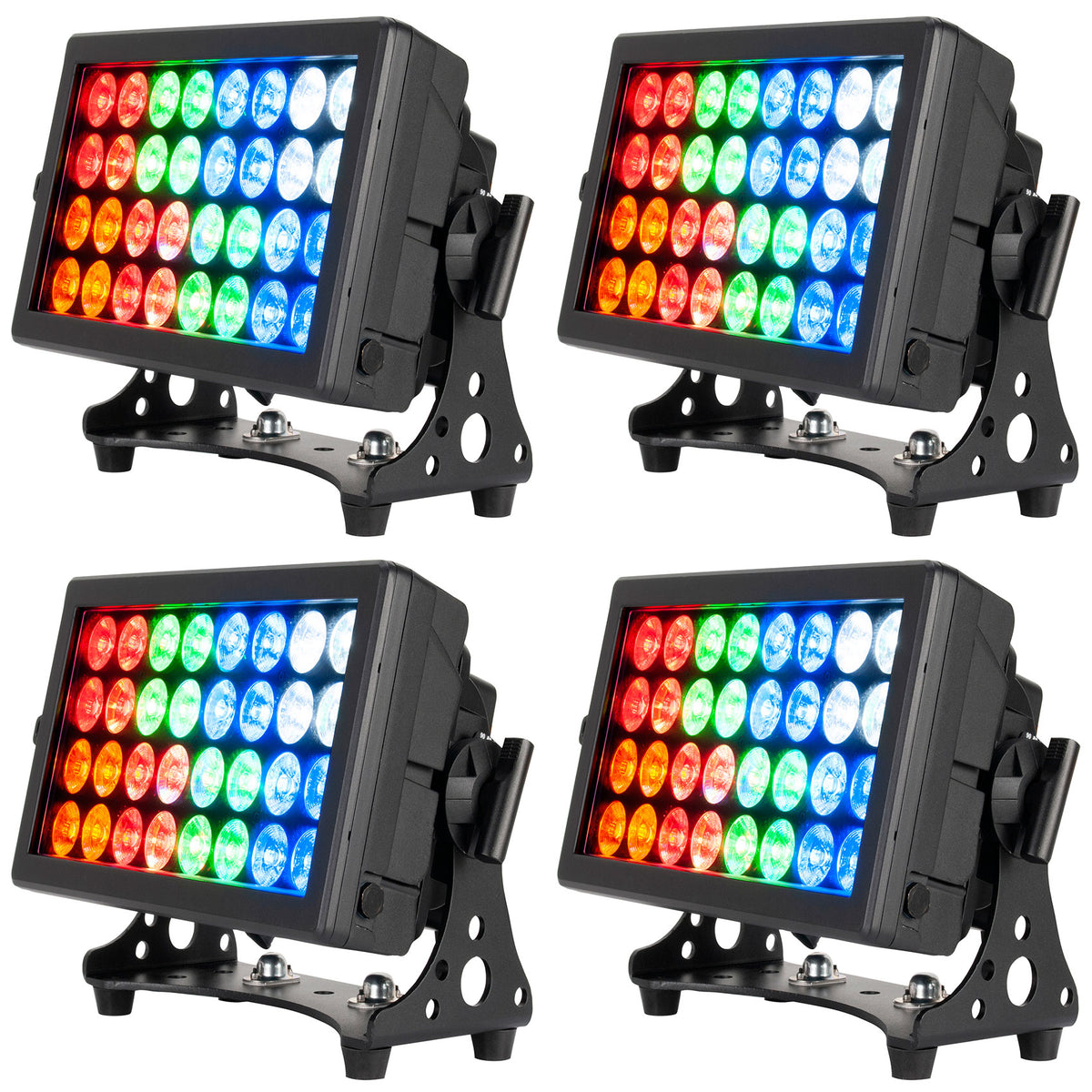 (4) 32 HEX PANEL IP RGBAW+UV DMX Outdoor Wash/Blinder/Strobe Lights