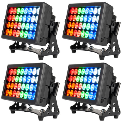 (4) 32 HEX PANEL IP RGBAW+UV DMX Outdoor Wash/Blinder/Strobe Lights