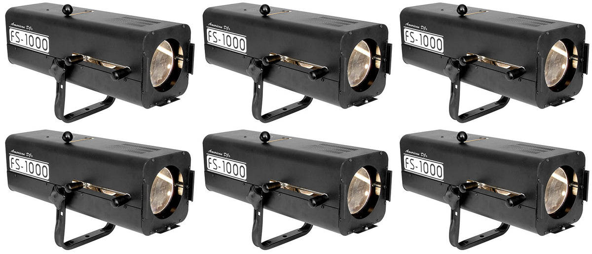 (6) FS-1000 Followspot Lights w/ 575W Halogen Lamp + Hanging Bracket