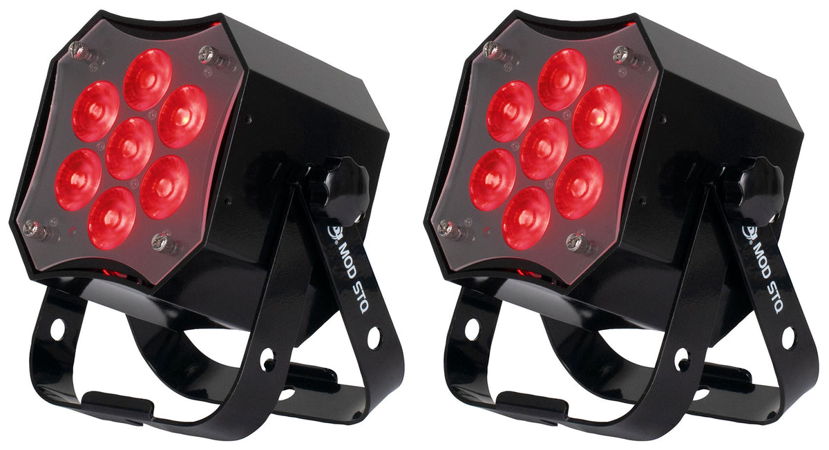 (2) MOD STQ Compact 7 x 8 Watt LED DMX Par Can Wash Lights w/ Remote