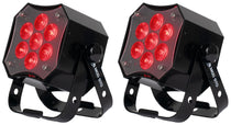 (2) MOD STQ Compact 7 x 8 Watt LED DMX Par Can Wash Lights w/ Remote