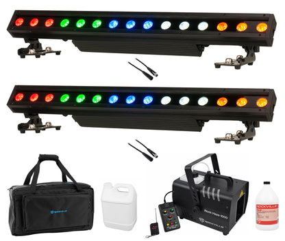 (2) 15 Hex Bar IP + ROCKHAZE 1000 Hazer + Fluid + Cables