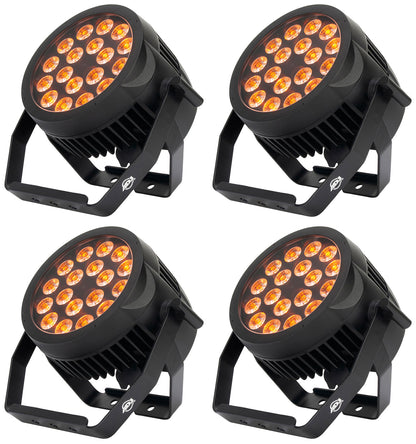 (4) 18P HEX IP 18x12W Outdoor RGBAW+UV LED DMX Par Can Wash Lights