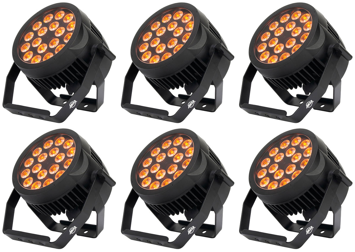 (6) 18P HEX IP 18x12W Outdoor RGBAW+UV LED DMX Par Can Wash Lights