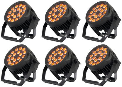 (6) 18P HEX IP 18x12W Outdoor RGBAW+UV LED DMX Par Can Wash Lights