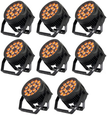 (8) 18P HEX IP 18x12W Outdoor RGBAW+UV LED DMX Par Can Wash Lights