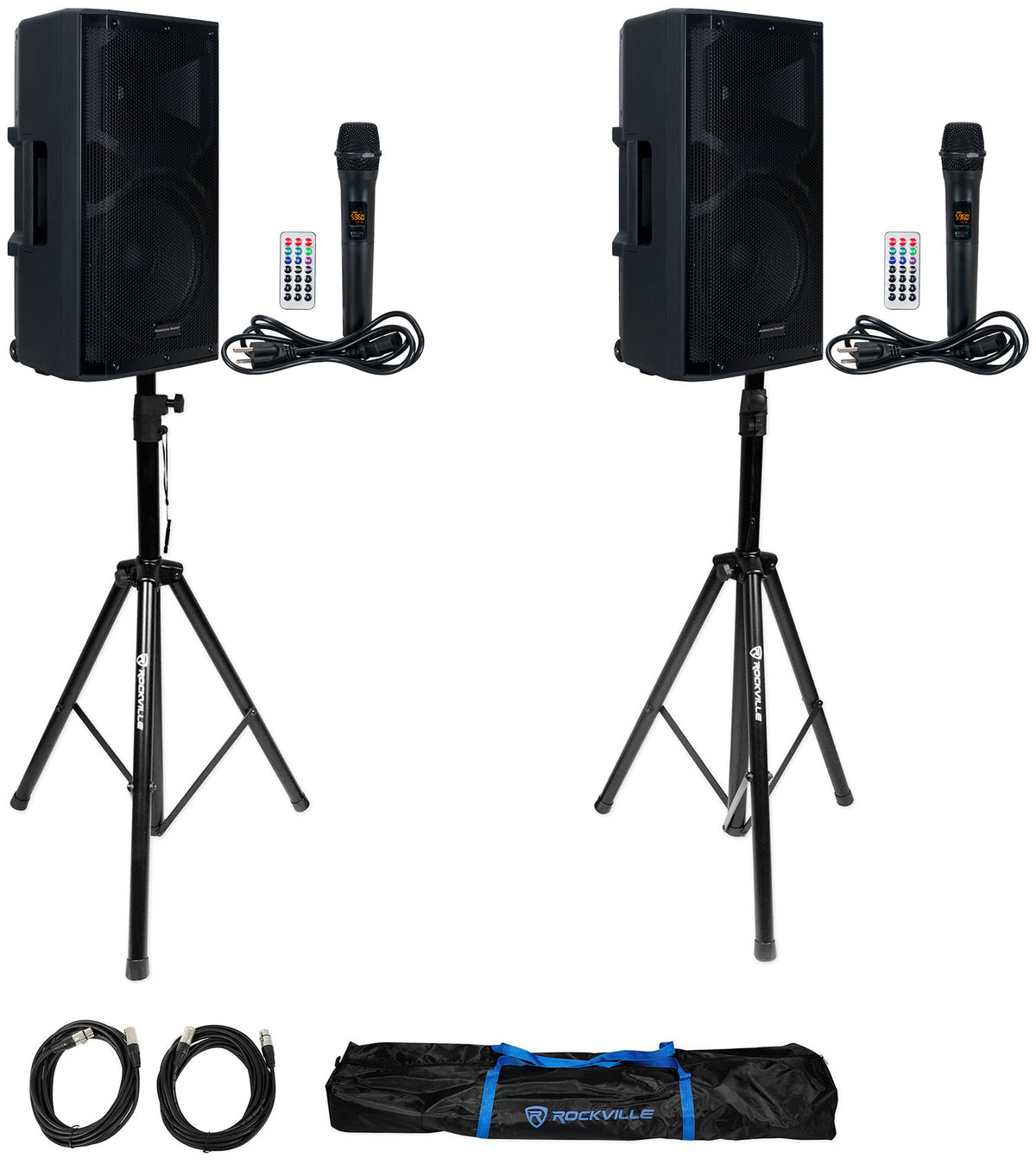 (2) APX12 GO BT Speakers with Adjustable Tripod Stands