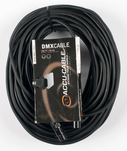 Accu-Cable AC5PDMX100 22 AWG 100 Ft 5-Pin Male-Female DMX Lighting Cable+Bag