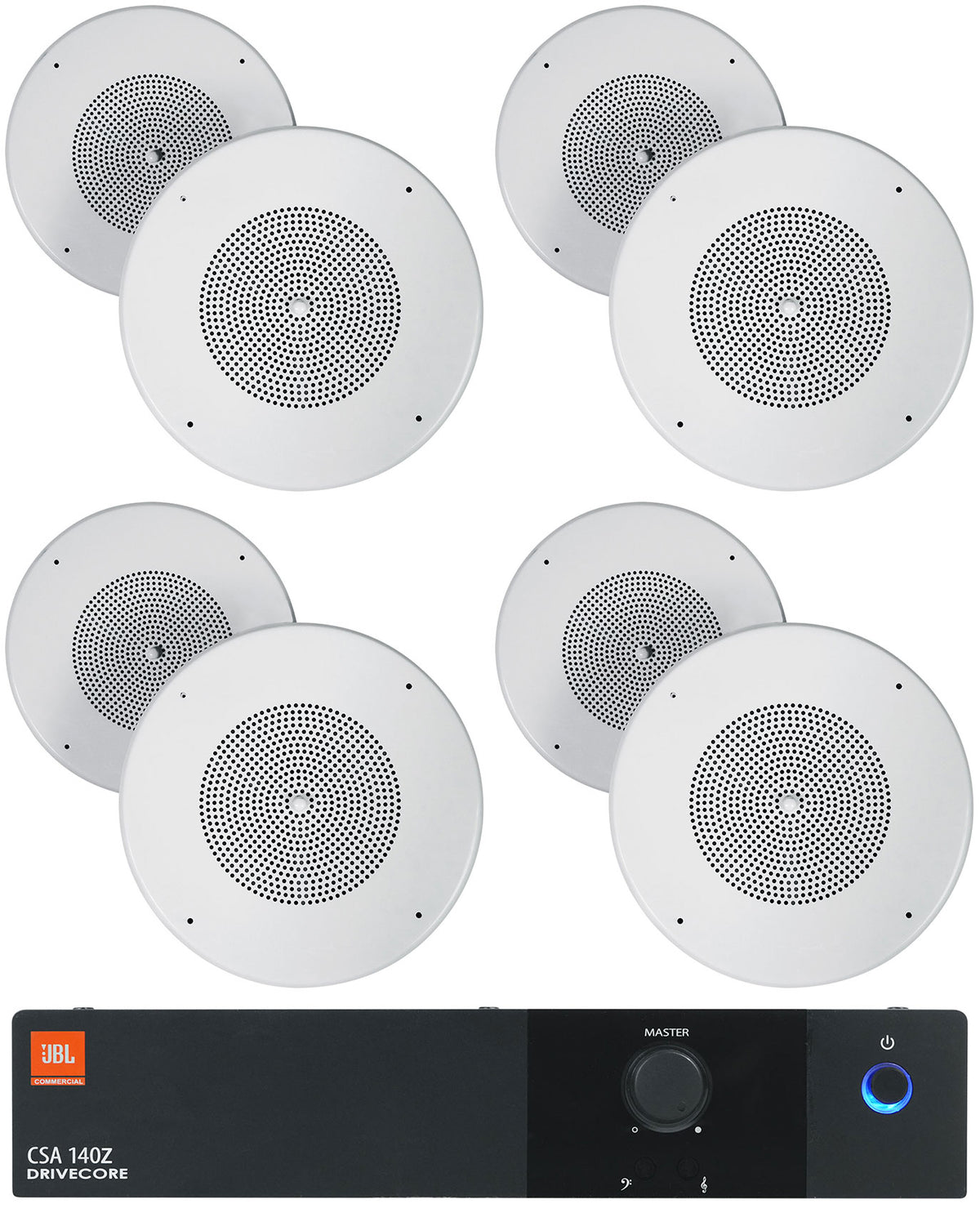 JBL CSA 140Z Commercial 70v Amplifier Amp+(8) 8" White Ceiling Speakers CSA140Z