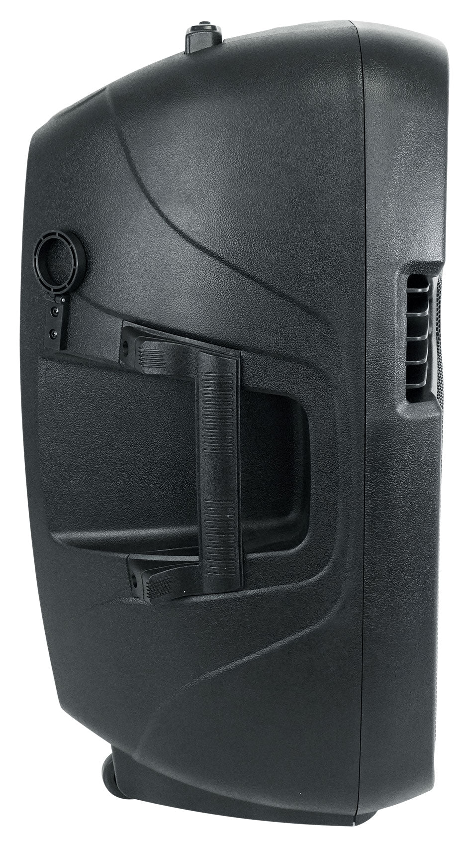 Rockville 15" Rechargeable Battery Powered PA Speaker System, (2) Wireless Microphones, Bluetooth, USB, FM Radio, 5-Band EQ, TWS Linking, RCA & 1/4” Inputs, Built-In Wheels & Handles