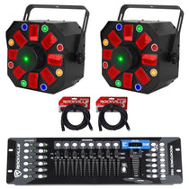 (2) Furious Three RG Effect Lights & DMX Controller Bundle