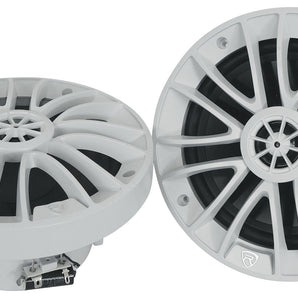 Pair Rockville RM-PREMIUM-65 WHITE 6.5" 600w Marine Boat Speakers - Crisp Sound!