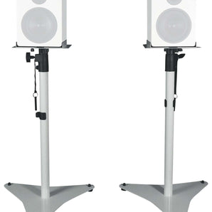 Pair Rockville RVSM5 White Adjustable Studio Monitor Bookshelf Speaker Stands