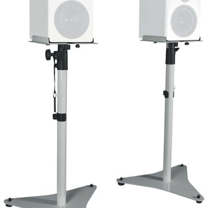 Pair Rockville RVSM5 White Adjustable Studio Monitor Bookshelf Speaker Stands