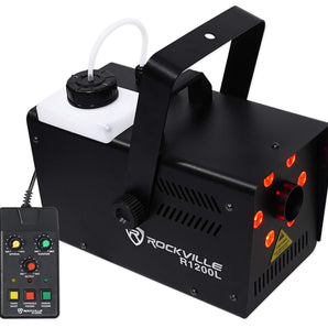 Rockville R1200L Fog/Smoke Machine w LED Lights/Strobe, 7 Channel DMX+2 Remotes