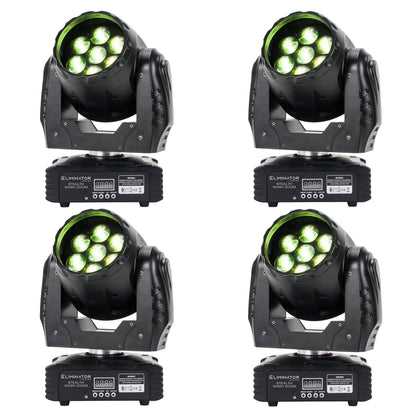 (4) Stealth Wash Zoom 7x12W RGBW LED DMX Moving Head Wash Lights
