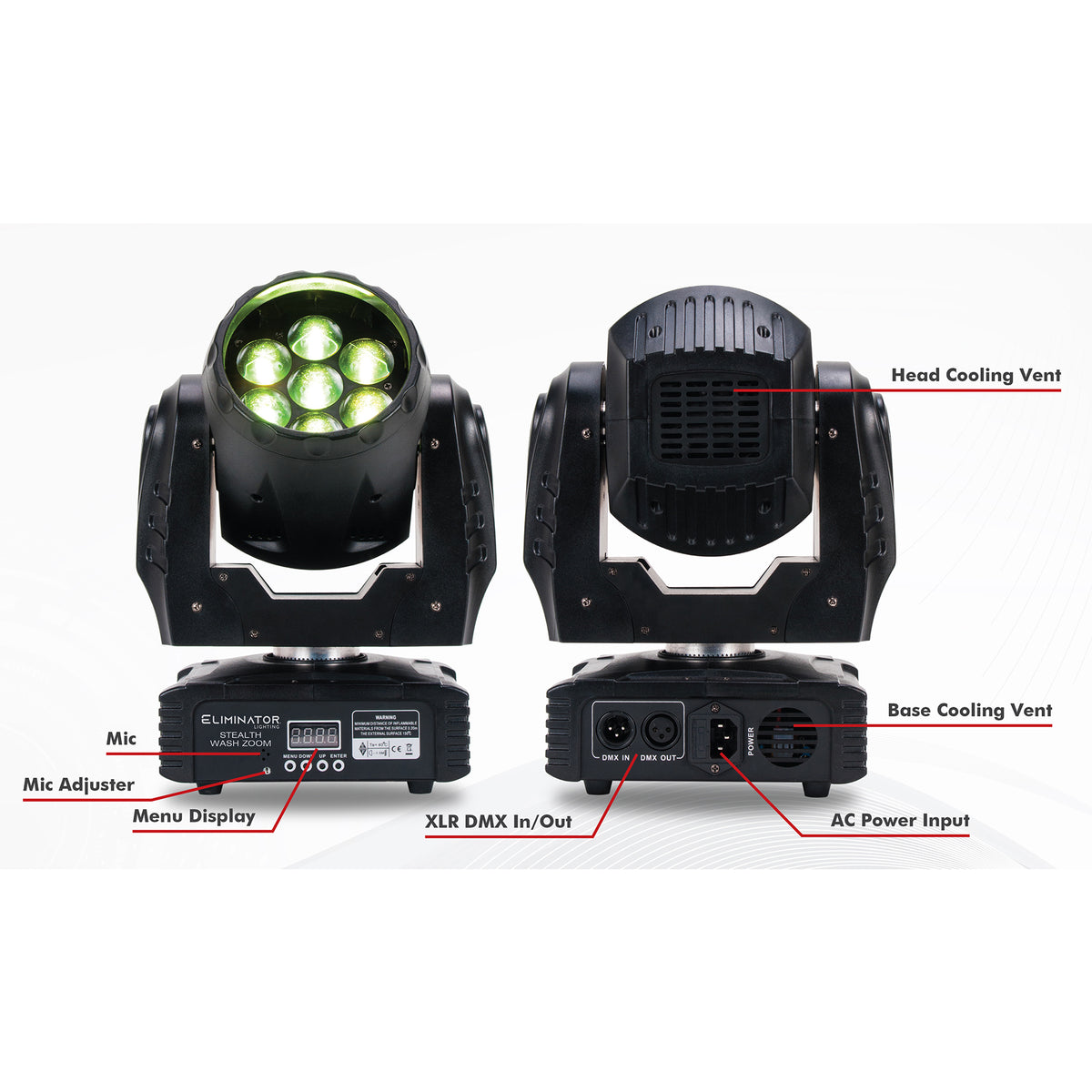 (4) Stealth Wash Zoom 7x12W RGBW LED DMX Moving Head Wash Lights