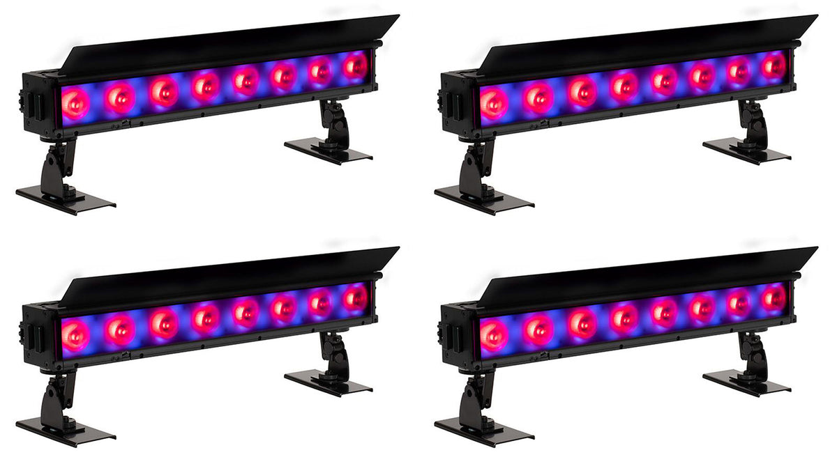 (4) ElectraPix Bar 8 Wireless DMX RGBAL+UV Bluetooth Wash Light Bars