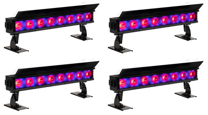 (4) ElectraPix Bar 8 Wireless DMX RGBAL+UV Bluetooth Wash Light Bars