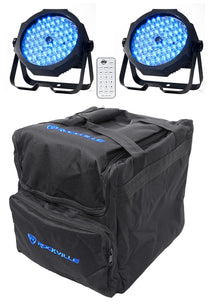 (2) Mega Go Par 64E LED Par Lights, Remote & Travel Bag Bundle