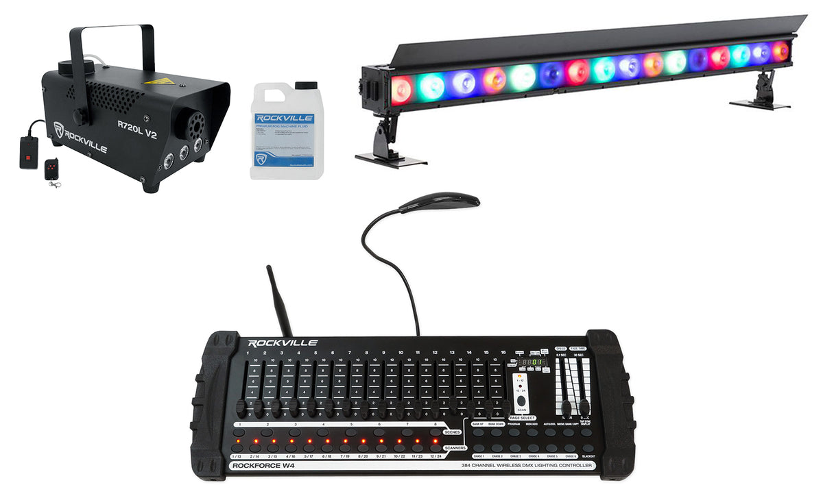 ElectraPix Bar 16 Wireless DMX RGBAL+UV Light Bar+Controller+Fogger