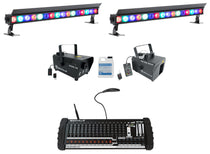 (2) ADJ ElectraPix Bar 16 Wireless DMX RGBAL+UV Light Bars+Control+Hazer+Fogger