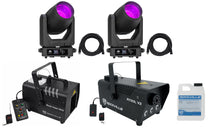 (2) Vizi Beam CMY Moving Head Lights + Hazer + Fogger + DMX Cables
