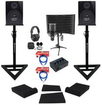Studio Recording Kit w/ Interface + Monitors + Stands + Mic + Headphones + Shield
