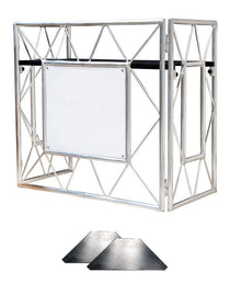 Pro Event Table 2 Foldable Portable Metal DJ Booth Facade + Shelves