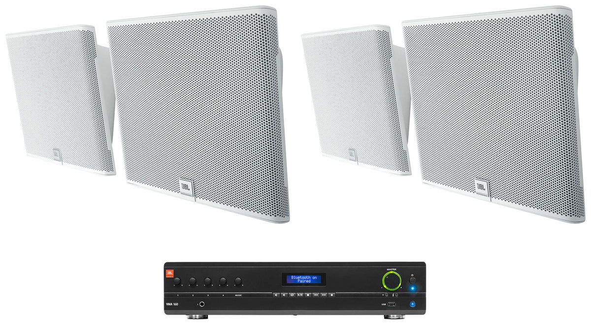 SLP12/T-WH On-Wall Speakers with VMA160 Mixer/Amplifier