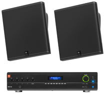 2) JBL SLP14/T-BK Sleek Low-Profile On Wall Mount 4" 70v Commercial Speakers+Amp
