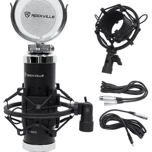 Podcast Podcasting Bundle: Mackie 22-Ch Mixer+4) Mics+4) Samson Headphones+Booms