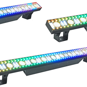 (3) Rockville Pixel Hybrid Bar Battery Linear Wash/Strobe/Blinder Light Strips