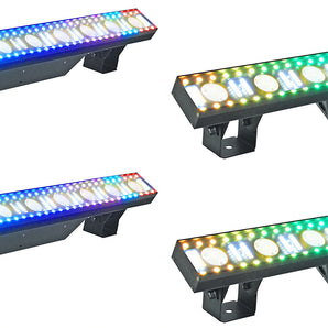 (4) Rockville Pixel Hybrid Bar Battery Linear Wash/Strobe/Blinder Light Strips
