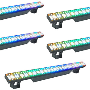 (5) Rockville Pixel Hybrid Bar Battery Linear Wash/Strobe/Blinder Light Strips