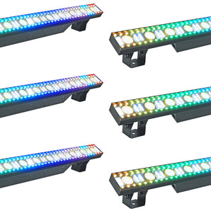 (6) Rockville Pixel Hybrid Bar Battery Linear Wash/Strobe/Blinder Light Strips